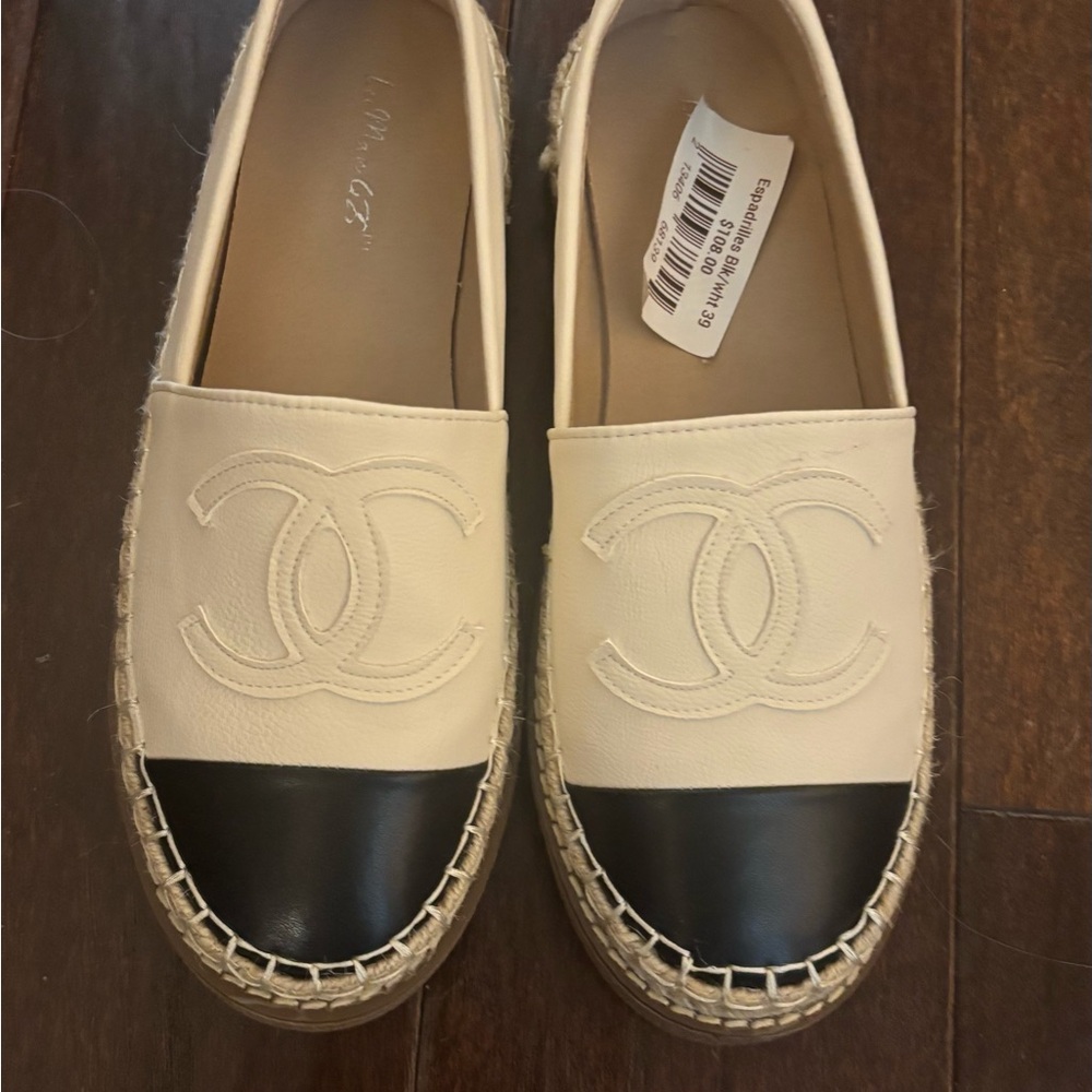 Women's Black and Cream Espadrilles